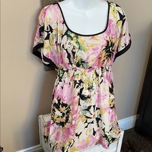 Like New Matty M Nordstrom Watercolor Babydoll Top